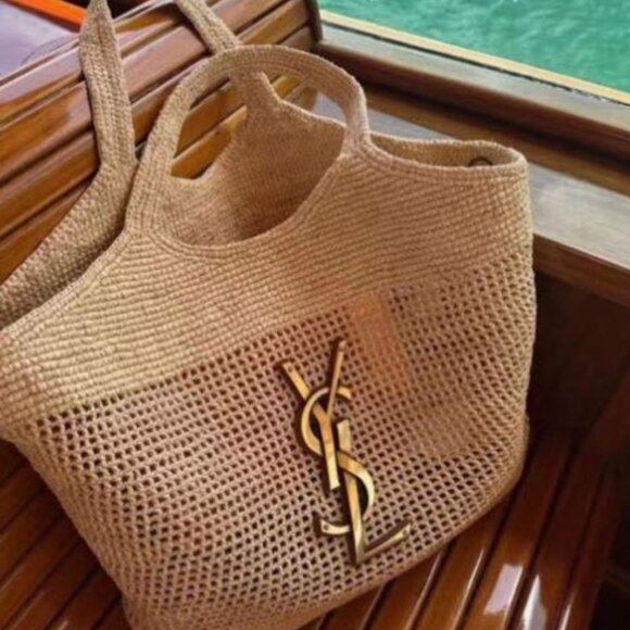 YSL ICARE RAFFIA BAG - Picture 1 of 2